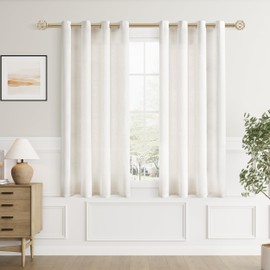 Jowels Cortinas de Lino Color Crema Natural de 50 Pulgadas de Largo, 2 Paneles para Sala de Estar, Dormitorio, Cortinas Transparentes Que filtran la luz de Natural 52 W x 50 L x 2 Paneles