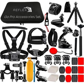 REFLEX CAMERA 50 in 1 Action Camera Accessories Kit Compatible with GoPro Hero 13/12/11/10/9/8, DJI Osmo Action 2, 3, 4, Pro 5, Insta360 Ace Pro/Ace Pro 2 Akaso and other Sports Cameras & Durable Case