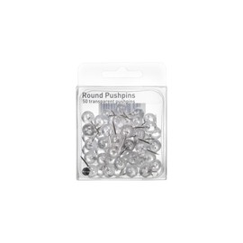 Bi-Office PI1219 Round Push Pins, Metal/Plastic, Clear