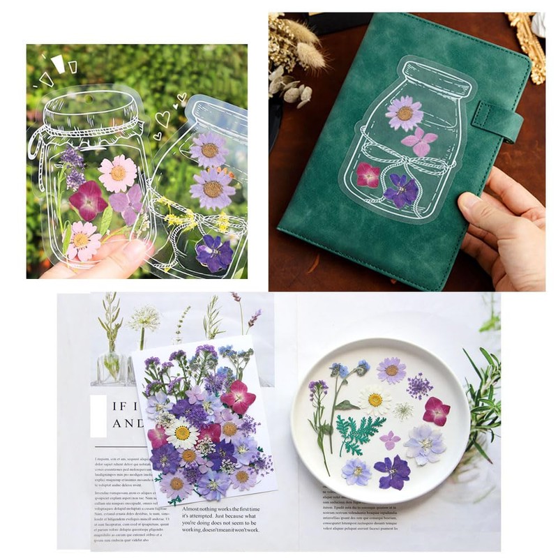64 Pcs DIY Dried Flower Bookmark kit, transparent dried pressed