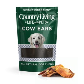 Country Living Natural Cow Ears Dog Chews – 10 Count Bag – All-Natural, Single-Ingredient, Long-Lasting Dog Chews – High-Protein, Low-Fat, Rawhide-Free – Supports Dental Health
