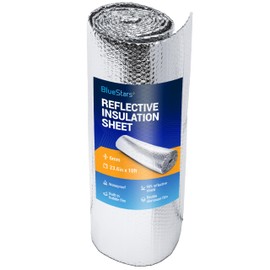 BlueStars 6mm 23.6in x 10ft Reflective Insulation Roll - Aluminum Foil Double Bubble Insulation Sheet to Keep Heat - Reflective Radiant Barrier Thermal Insulation Shield for Windows RV Roof Garage
