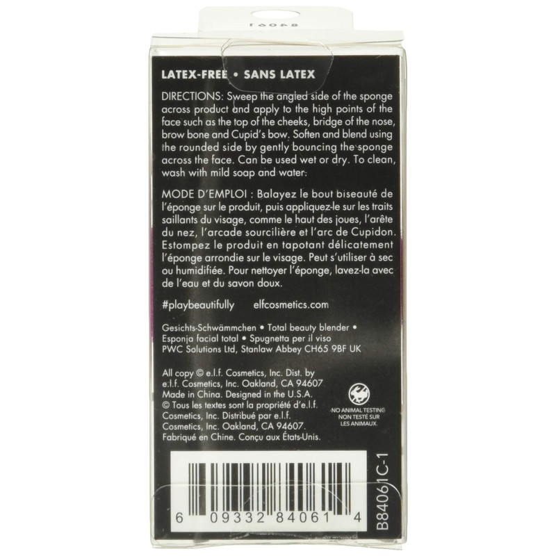e.l.f. Total Face Sponge, Multi-Sided, Latex-Free, Angled and Rounded Sides,