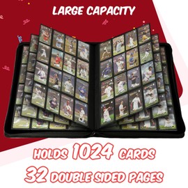 Premium Card Binder 16 Pocket, 1000+ Cards PU Cover Trading Card Binder Side Loading Card Collection Album Holder Folders for MTG, TCG, Game Cards & Sports Cards, Kpop (red)