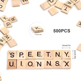 500 Stück Scrabble Buchstaben Holz,DEANKEJI Holzbuchstaben zum Basteln A bis Z Alle Haben Nummerierung, Holzbuchstaben Klein wird für Kunsthandwerk Verwendet, zum Lernen von Kindern