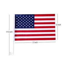 Julysgift US American Patriotic Car Flag with Window Clip USA Flag 17" x 12" (10)