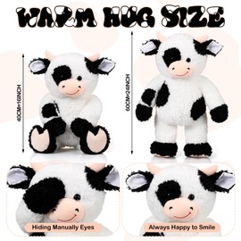 HyDren 24 Inches Cow Stuffed Animal Soft Hide Seek Plush Cow Toy Gift Large Fluffy Cute Peek a Boo Stuffed Animal for Birthday Party Favor Room Farm Decoration