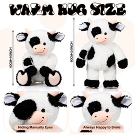 HyDren 24 Inches Cow Stuffed Animal Soft Hide Seek Plush Cow Toy Gift Large Fluffy Cute Peek a Boo Stuffed Animal for Birthday Party Favor Room Farm Decoration