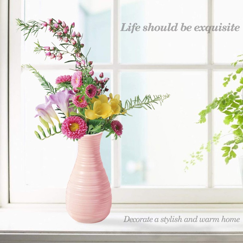 Unbreakable Vase for Flowers, Ceramic Look Plastic Vase for Home
