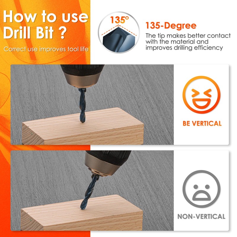 THINKWORK Combination Drill Tap & Tap Bit Set, 6 Pack