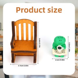 Miniatur Figuren Frosc, Niedliche Mini-Frosch-Schreibtisch-Ornamente Winzige Harzstatue Kleine Regalfigur Heimbüro Feengarten Puppenhaus-Dekoration Zubehör und Geschenke(Schaukelstuhl)