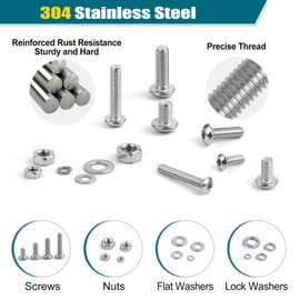 SATANTECH 1625Pcs M2 M3 M4 M5 Metric Screw Assortment,304 Stainless Steel Metric Bolts and Nuts Assortment Kit,Hex Socket Button Head Metric Machine Screws with Flat and Lock Washers