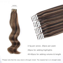 ABH AmazingBeauty Hair Pre-taped Remy Tape in Hair Highlight Extensions Human Hair Skin Weft, Invisible, Seamless and Reusable, Dirty Blonde with Platinum Beach-Bleached Blonde P18-613, 22 Inch
