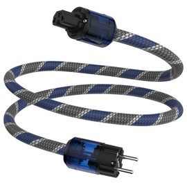 Tertullus HiFi High End Power Cable C15 Power Cable HiFi Audio Cold Device Cable with Schuko Plug and IEC Plug (P037 Blue Grey Mains, 2 m)