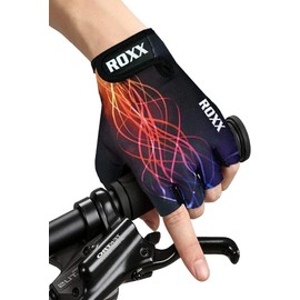 ROXX Cycling Gloves Fingerless Mens Women Unisex Gel Padded Cycling Gloves Half Finger Bike Riding Mitts (Small, Sky)