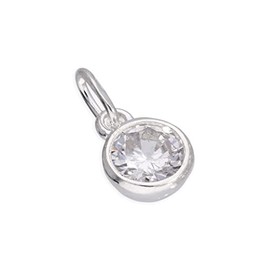 jewellerybox Sterling Silver 5mm Clear CZ Crystal Rubover Charm
