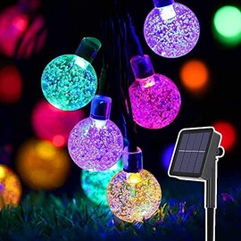 Cadena de Luces Solares, 36ft/11m Luces LED Decorativas con 60 LED, Bombillas Coloridas Exteriores Impermeable IP65 con 8 Modos, Perfecto para Decorar Patio, Jardín, Terraza, Boda, Fiesta, Navidad