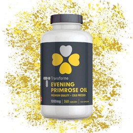 Transforme Transforme Evening Primrose Oil 1000mg, 180 Softgels, High Strength, Cold Pressed for Max Potency and Benefit, High in Omega 6 and Gamma Linolenic Acid GLA, Made in The UK