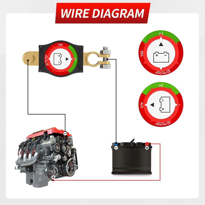 Battery Disconnect Switch 12V 300A Side Post Battery Switch Negative