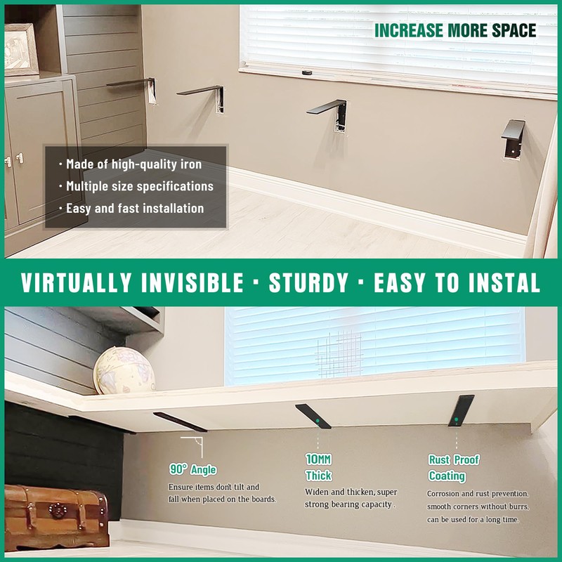 Free Hanging Side Wall Floating Shelf Bracket 2 Pack 12