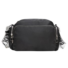 Women Shoulder Bag Adjustable Shoulder Length Large Capacity Fashionable Nylon Messenger Bag Black