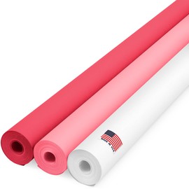 Paclord 48" x 1200" (100 ft) Valentine's Day Kraft Paper Rolls Set, 45 Lbs - Red, Pink, White Kraft Paper - Made in USA Colored Paper for Crafts, DIY, School, Gift Wrapping