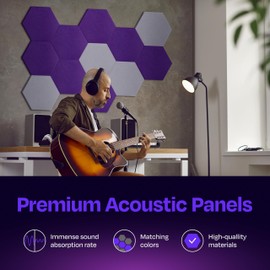 Ekkogo Ekkogo Acoustic Panels 12-Pack Soundproof Wall Panels 14"X12.1"X0.4" Sound Panels High Density Sound Dampening Panels - [Midnight Purple Hexagon]