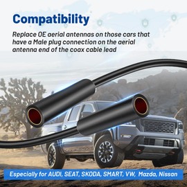 Anina - Adaptador de antena de radio de coche hembra a hembra, conector aéreo universal, cable de extensión de antena