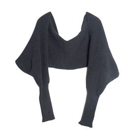 KEERADS Fashion Winter Warm Plain Knitted Wrap Scarf Crochet Thick Scarf Cape with Sleeves for Women Headscarf, gray