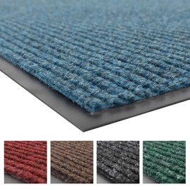 Notrax 109 Brush Step Carpeted Indoor/Outdoor Entrance Mat for Home or Office, 4' X 6', Absorbent Slip Resistant Heavy Duty Entry Mat, Slate Blue, 109S0046BU