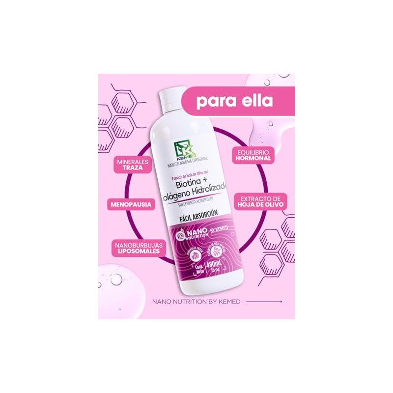 Biotina Colágeno Hidrolizado Suplemento Líquido Alta Absorción Piel Cabello Uñas