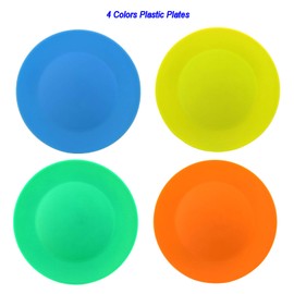 Plastic Dinner Plates Reusable BPA Free Dishwasher Safe Microwaveable for Any Occasion, BBQ, Travel, and Events (Multicolor set of 12)