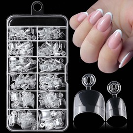 240pc French Oval Gel Nail Tips Short Fake Nails Clear Press ons Nail, Short Oval Nails Tips Acrylic Nails Extension Soft Gel Nails Tip Half Cover Round Almond False Nail Clear Artficial Fingernails