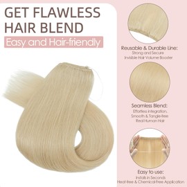 Wire In Hair Extensions One Piece 18inch #60 Platinum Blonde 100% Real Remy Human Hair Natural Invisible