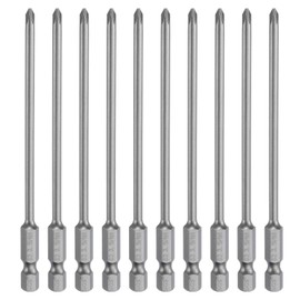 sourcing map 10pcs #1 Phillips Screwdriver Bit PH1 1/4" Hex Shank 4.33" (110mm) Long Magnetic S2 Steel Industrial Grade Screw Driver Bit Cross Head Electric Drill Bits 0.138" (3.5mm) Rod