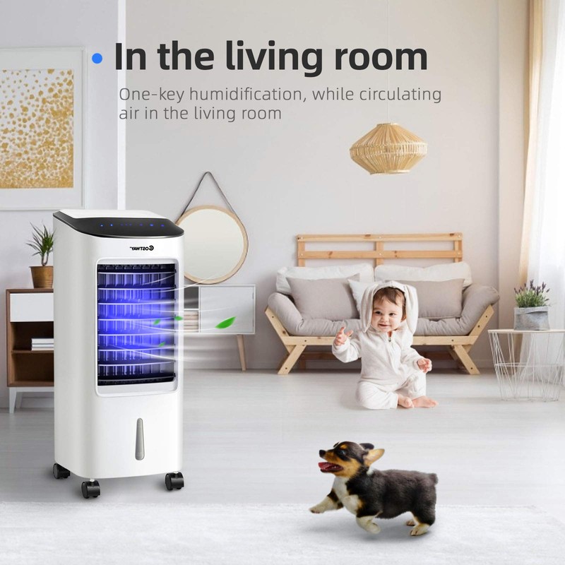 COSTWAY Evaporative Cooler, Portable Cooling Fan with Remote Control, 3-Mode,