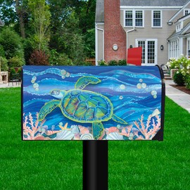 Briarwood Lane Swimming Sea Turtle Summer Magnetic Mailbox Cover Nautical