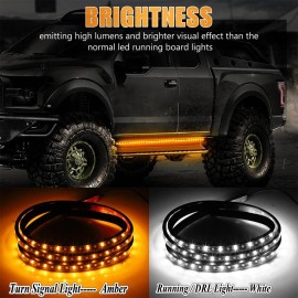 Unbranded 2PC-70" Running Board LED Light Side Step Strip Bar White DRL&Amber Turn Signal