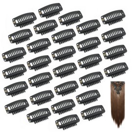 Dreamlover Dreamlover Wig Clips, 9 Teeth Stainless Steel Hair Extension Clips, Black, 30 Pieces