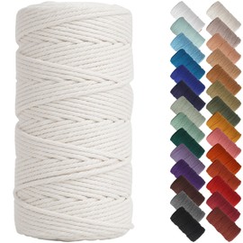 NOANTA Macrame Cord 3mm x 220Yards, Natural Cotton Macrame Rope Cotton Cord, Perfect Macrame Supplies for Wall Hanging, Plant Hangers, Crafts, Knitting, Decorative Projects