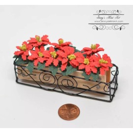 SMA 1:12 Dollhouse Miniature Deluxe Poinsettias in Scroll Iron BD AI441
