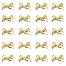 20PCS Gold Mini Bow Hair Clips, Non-Slip Alligator Metal Small Bows for Women Girls, Cute Tiny Bowknot Hair Barrettes Y2K Hair Accessories for Daily Wedding Party