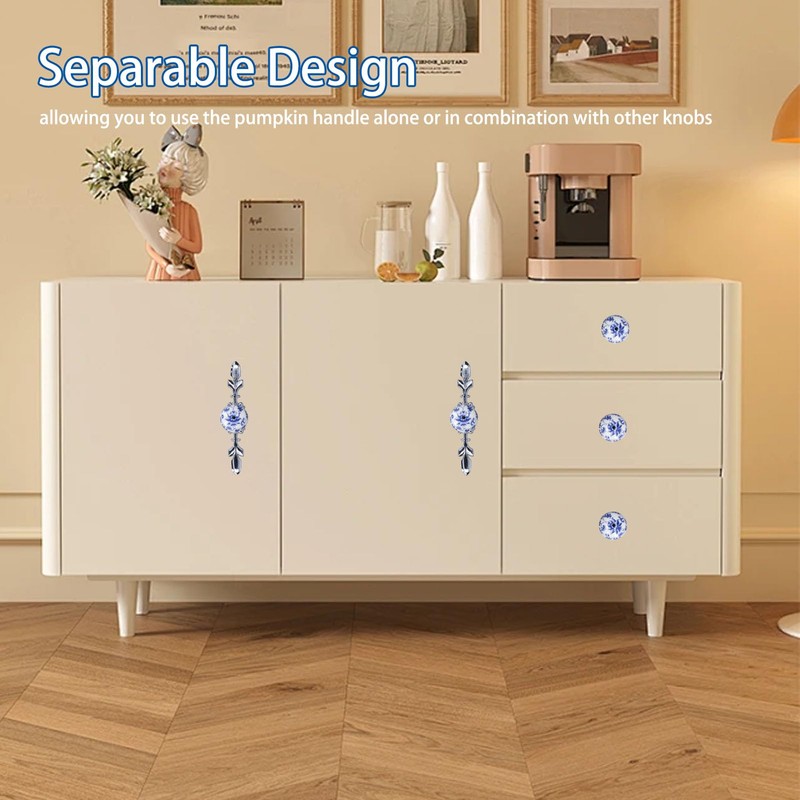 CHEOTIME 2Pcs Ceramic Handle, Simple Style Cabinet Handle Hand Painted