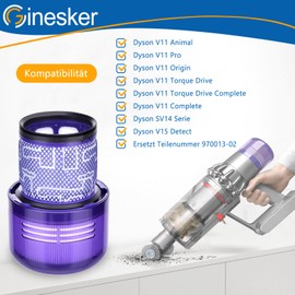 Ginesker 2 St1ck Filter f1r Dyson V11 Absolute Animal V15 Detect SV14 SV22 Extra Pro Torque Drive Akku Staubsauger, Hepa Ersatzfilter Ersetzen Sie #970013-02