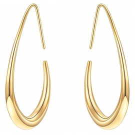 Oval Earrings Gold, 1 Pair Golden Oval Earrings, Drop Earrings Gold, Hoop Earrings Gold for Women and Girls, Birthday Gift