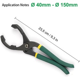 Oil Filter Pliers, Oil Filter Removal Tool, Adjustable Oil Filter Wrench, Motorcycles, for Cars, From Diameter 40 mm to Diameter 150 mm, 24 cm