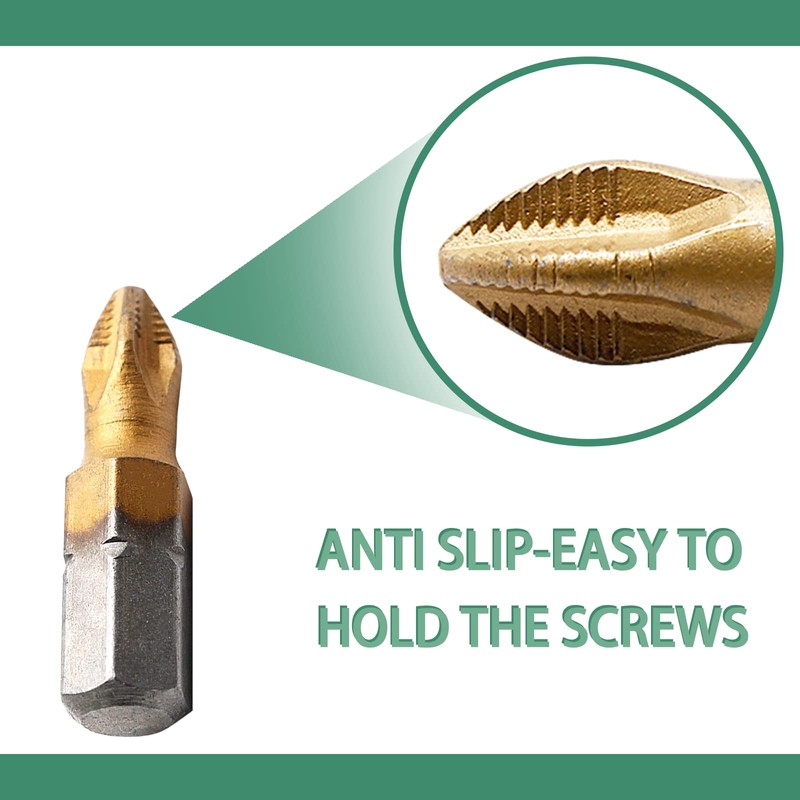 BokWin 10Pcs PH2 Anti Slip Screwdriver Bit Set,1/4 Inch Hex