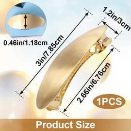 Pndeyo French Metal Hair Barrettes for Women, Non-Slip Oval Large Spring Hair Clip, Simple Retro Wedding Prom Hair Pins Accessories for Long Thick Curly Wavy Straight Hair- Gold