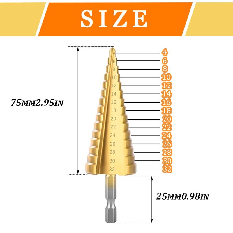Hocansen 3 Pcs Step Cone Drill Bits Counter Sink Drill