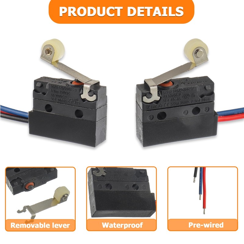 HUAREW 2 Pack Micro Limit Switch 6A 12V DC Micro